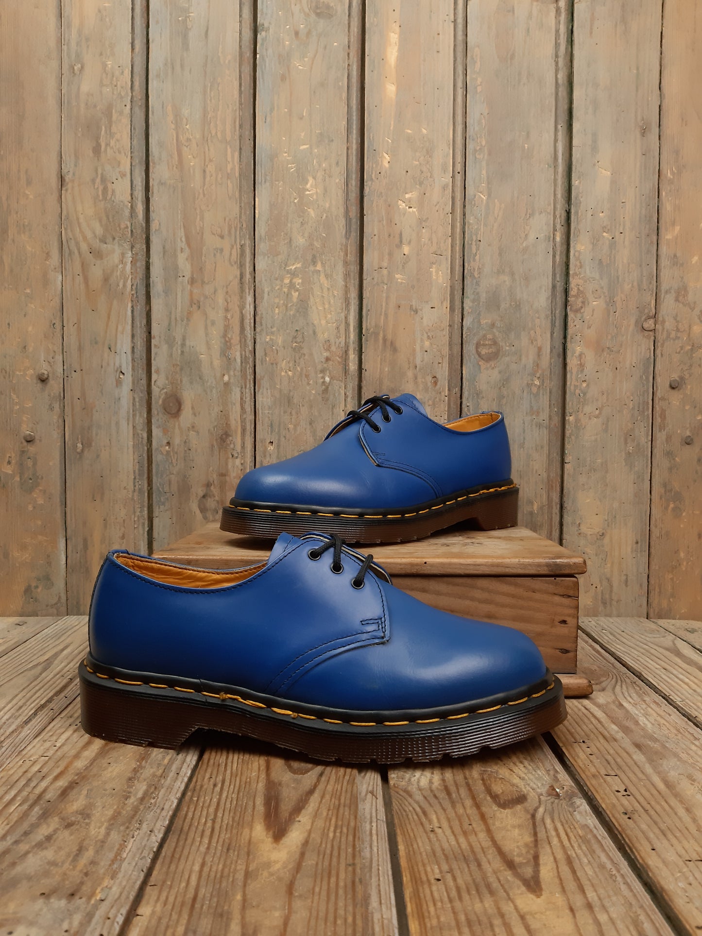 Derbies cuir smooth 1461 Dr. Martens vintage occasion Made in England blu roi 38 années 90' - Les Doc's de Cam